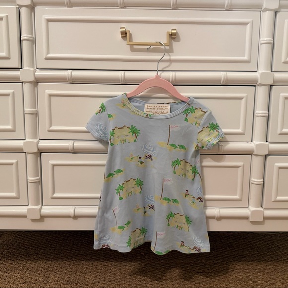 The Beaufort Bonnet Company Other - The Beaufort Bonnet Company Light Blue Tropical Print Girls Casual Dress